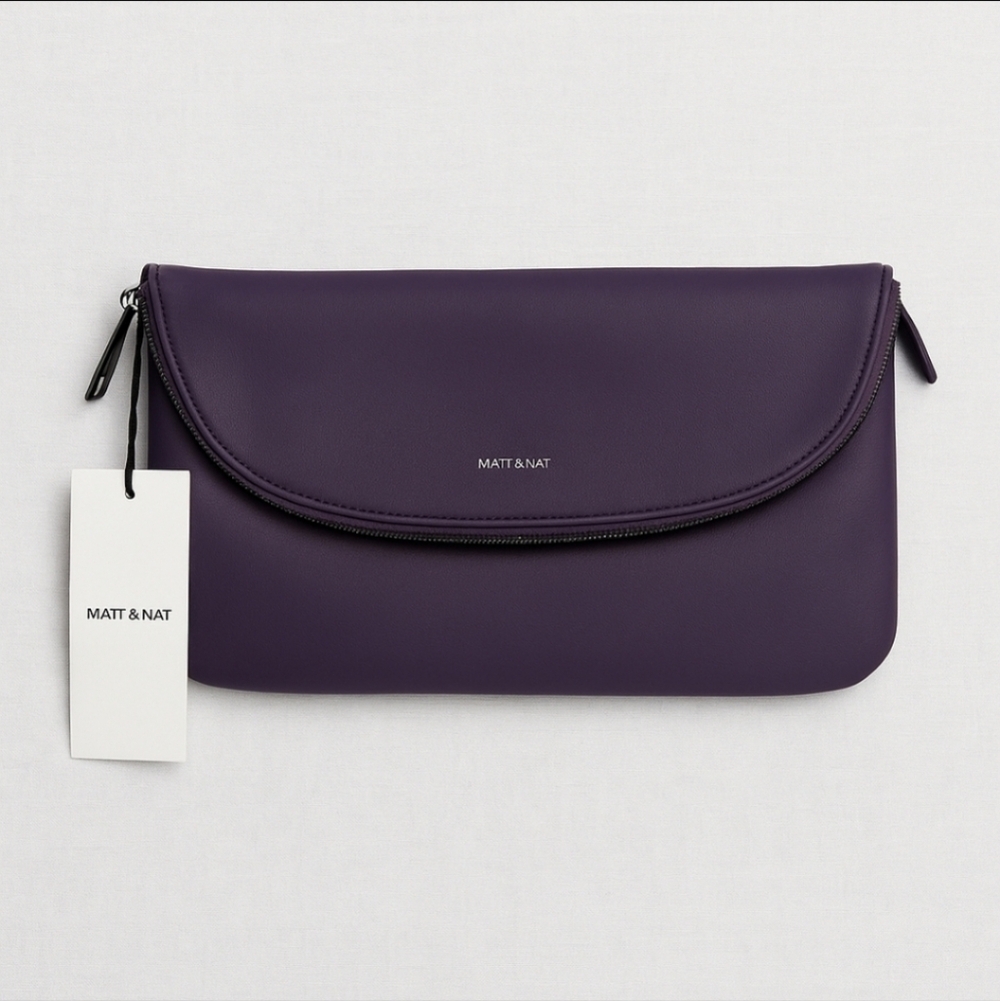 Matt & Nat Plum Robby-LM Vegan Leather Clutch NWT Purple minimalist
